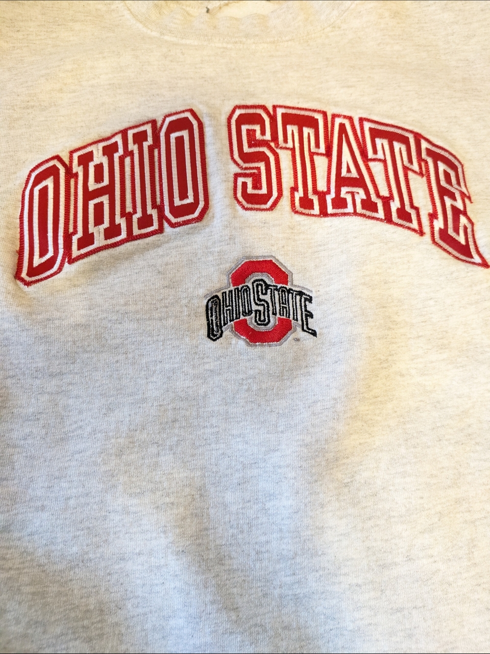 Ohio State Gray Crewneck Sweatshirt with Red Embroidered Logo Unisex XL - Picture 4 of 6